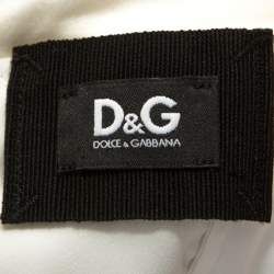 Pre Owned فستان دولتشي أند غابانا مزين مكشكش بلا أكمام مطبوع كريز حرير أبيض M