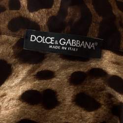 Pre Owned جمبسوت دولتشي أند غابانا مطبوع نقشة الفهد أزرار أمامية كريب بني XS 