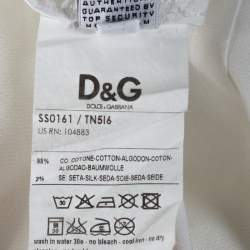 Pre Owned قميص دولتشي أند غابانا تفاصيل زخرفة حرير وقطن بيج فاتح S