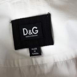 Pre Owned قميص دولتشي أند غابانا تفاصيل زخرفة حرير وقطن بيج فاتح S