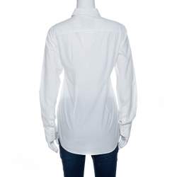 Pre Owned قميص دولتشي أند غابانا تفاصيل زخرفة حرير وقطن بيج فاتح S