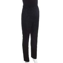 Pre Owned Dolce & Gabbana Black Embossed Jacquard Tapered Trousers M