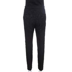 Pre Owned Dolce & Gabbana Black Embossed Jacquard Tapered Trousers M