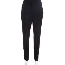 Pre Owned Dolce & Gabbana Black Embossed Jacquard Tapered Trousers M