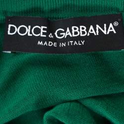 Pre Owned Dolce & Gabbana Green Knit Crystal Button Detail Cardigan M