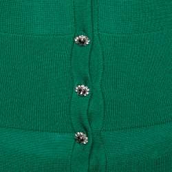 Pre Owned Dolce & Gabbana Green Knit Crystal Button Detail Cardigan M