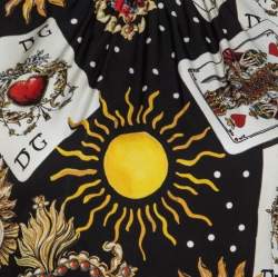 مملوكة مسبقًا Dolce & Gabbana Black Playing Cards Print Silk Midi Dress M