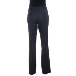 Pre Owned Dolce & Gabbana Charcoal Grey Pinstripe Stretch Cotton Trousers M