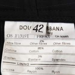 Pre Owned Dolce & Gabbana Charcoal Grey Pinstripe Stretch Cotton Trousers M