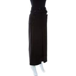 Dolce & Gabbana Black Wool Front Slit Detail Skirt M