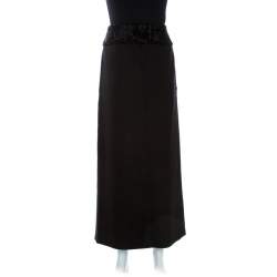 Dolce & Gabbana Black Wool Front Slit Detail Skirt M