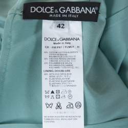 Pre Owned فستان دولتشي أند غابانا حافة مموجة دانتيل أخضر منت M