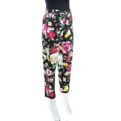 Pre Owned Dolce & Gabbana Multicolor Floral Printed Cotton Tapered Trousers XL 