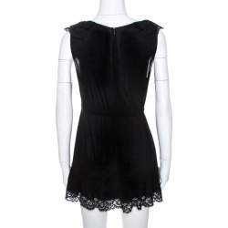 Dolce & Gabbana Black Knit Lace Trim Detail Mini Dress M
