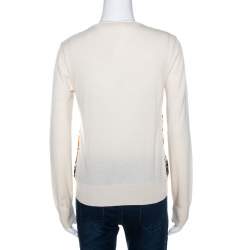 Dolce & Gabbana Cream Lemon Print Silk Wool Cardigan M