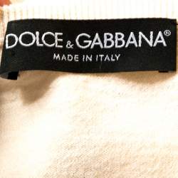 Dolce & Gabbana Cream Lemon Print Silk Wool Cardigan M