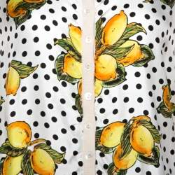 Dolce & Gabbana Cream Lemon Print Silk Wool Cardigan M