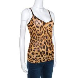 Pre Owned Dolce & Gabbana Animal Print Knit Sleeveless Top M