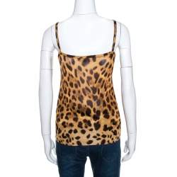 Pre Owned Dolce & Gabbana Animal Print Knit Sleeveless Top M