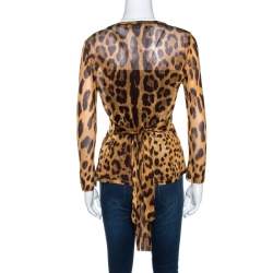 مملوكة مسبقًا كارديغان دولتشي أند غابانا رباط تريكو مطبوع نقشة الفهد M