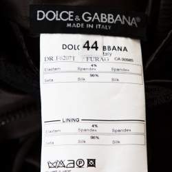 Pre Owned Dolce & Gabbana Brown Satin Lace Trim Ruched Maxi Dress M