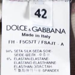 Pre Owned Dolce & Gabbana Grey Floral Print Silk Ruffle Front Blouse M