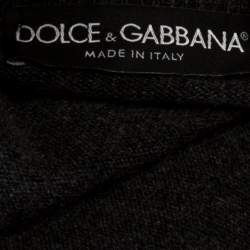 Pre Owned Dolce & Gabbana Grey Floral Jacquard Panelled Wool Cardigan S