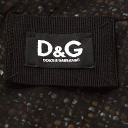 Pre Owned D&G Black and Brown Tweed Silk Overlay Flared Dress XS