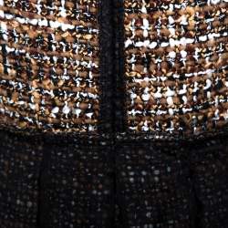 Pre Owned D&G Black and Brown Tweed Silk Overlay Flared Dress XS