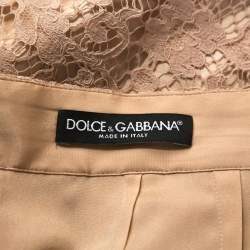 Pre Owned Dolce & Gabbana Naturel Lace Midi Skirt M