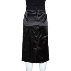Pre Owned Dolce & Gabbana Black Satin Pencil Skirt L