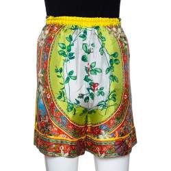 Dolce & Gabbana Multicolor Sicilian Print Silk Shorts M 