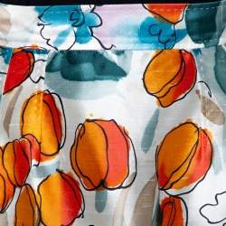 Pre Owned Dolce & Gabbana Mutlicolor Raw Silk Floral Print High Waist Skirt S