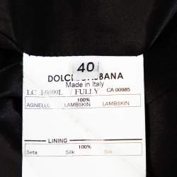Pre Owned Dolce & Gabbana Black Lamb Leather Belted Trench Coat S