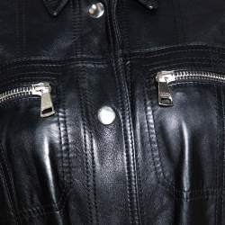 Pre Owned Dolce & Gabbana Black Lamb Leather Belted Trench Coat S