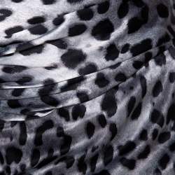 Pre Owned Dolce & Gabbana Grey Animal Print Silk Ruched Sleeveless Dress M