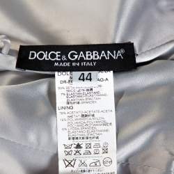 Pre Owned Dolce & Gabbana Grey Animal Print Silk Ruched Sleeveless Dress M