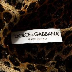 Pre Owned Dolce & Gabbana Leopard Print Lurex Knit Sheer Fitted Top L