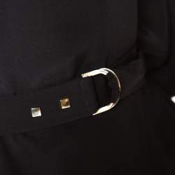 Pre Owned Dolce & Gabbana Black Silk Lace Applique Detail Short Sleeve Top M