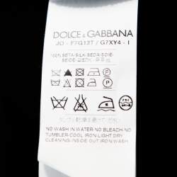 Pre Owned Dolce & Gabbana Black Silk Lace Applique Detail Short Sleeve Top M