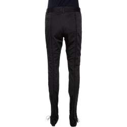 Dolce & Gabbana Black Cotton Lace Up Fitted Pants M