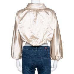 Pre Owned Dolce & Gabanna Beige Silk Satin Cropped Jacket M