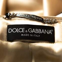 Pre Owned Dolce & Gabanna Beige Silk Satin Cropped Jacket M