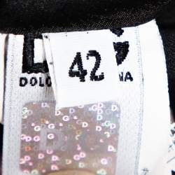 Pre Owned فستان ميني دولتشي أند غابانا دانتيل أسود مكشكش بلا حمالات مقاس متوسط - ميديوم