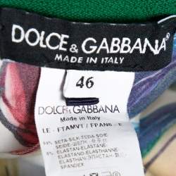Pre Owned Dolce & Gabbana Majolica Printed Silk Elasticized Waist Skinny Pants L