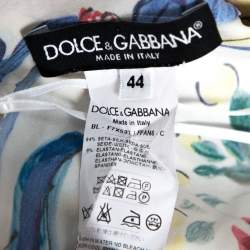 Pre Owned Dolce & Gabbana Multicolor Majolica Print Silk Three Quarter Sleeve Top M