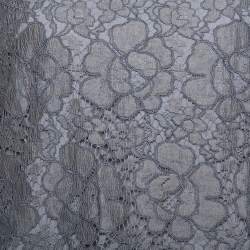 Pre Owned Dolce & Gabbana Grey Floral Corded Lace Three Quarter Sleeve Top M 