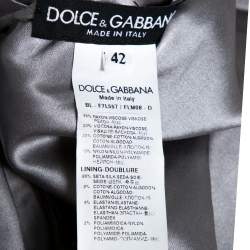 Pre Owned Dolce & Gabbana Grey Floral Corded Lace Three Quarter Sleeve Top M 