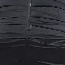 Pre Owned Dolce & Gabbana Black Satin Silk Ruched Mini Dress S