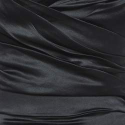 Pre Owned Dolce & Gabbana Black Satin Silk Ruched Mini Dress S